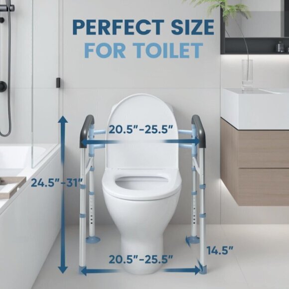 OasisSpace Stand Alone Toilet Safety Rail - Heavy‎ Duty Medical Toilet Safety - Picture 7 of 10